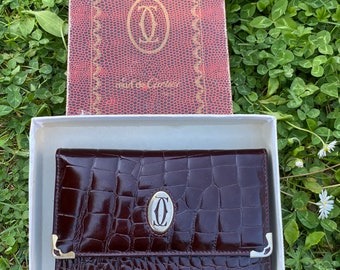 80s Authentic vintage wallet Cartier Paris/Bordeaux leather wallet/Cartier wallet/Design wallet leather coconut Cartier