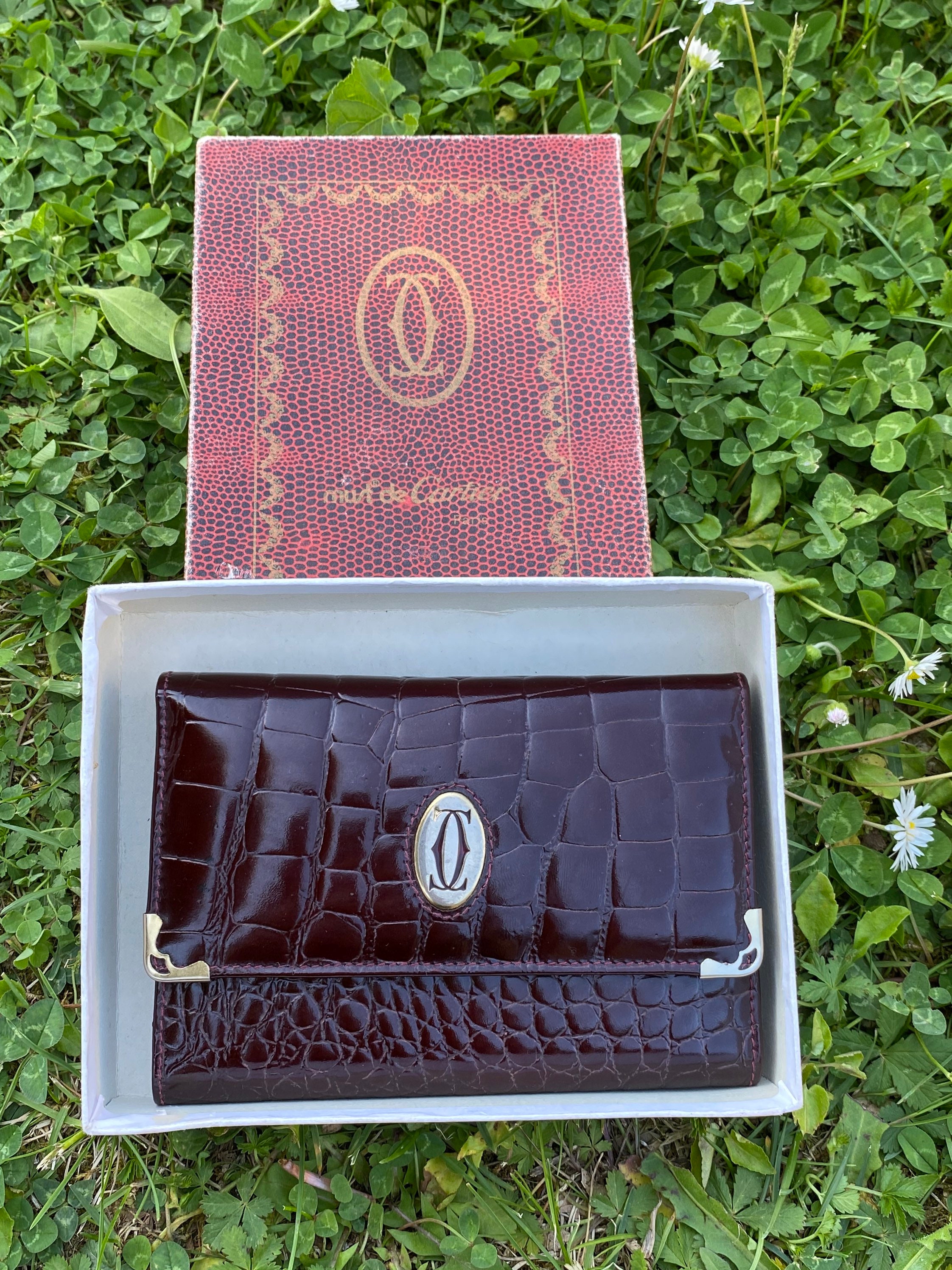 80s Authentic Vintage Wallet Cartier Paris bordeaux Wallet Leather cartier Wallet design Wallet Leather Coconut Cartier Etsy