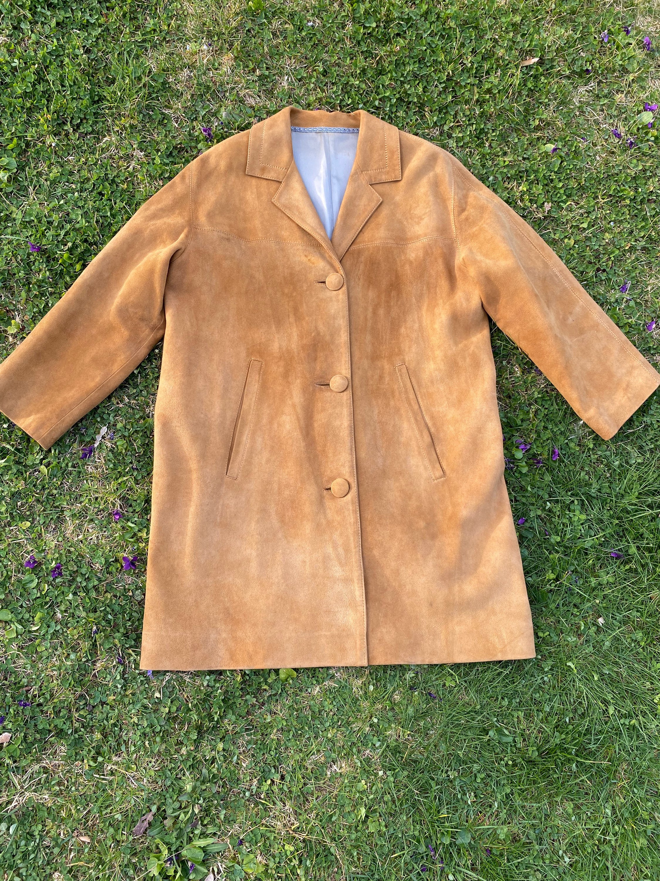 90s Vintage trench coat leather MonogramPink jacket chamoisDesign leather trench coatCardigan leatherTrench camosci\u00f2 Monogram