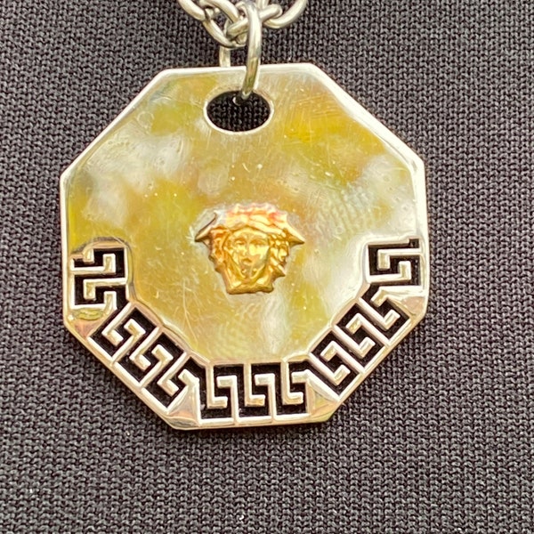 Necklace with tag Versace Medusa/Silver tag metal/Design pendant Versace Medusa/Medusa tag accessories/Medusa tag