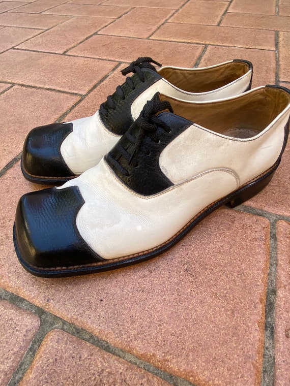 70s Vintage design shoes Lord Kid/White black sho… - image 8