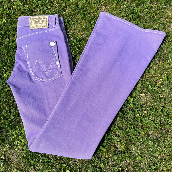 90s vintage jeans Nolita De Nimes/Lavender jeans cotton/Nolita flared trousers/Design pants elefant foot/Plain elefan trousers