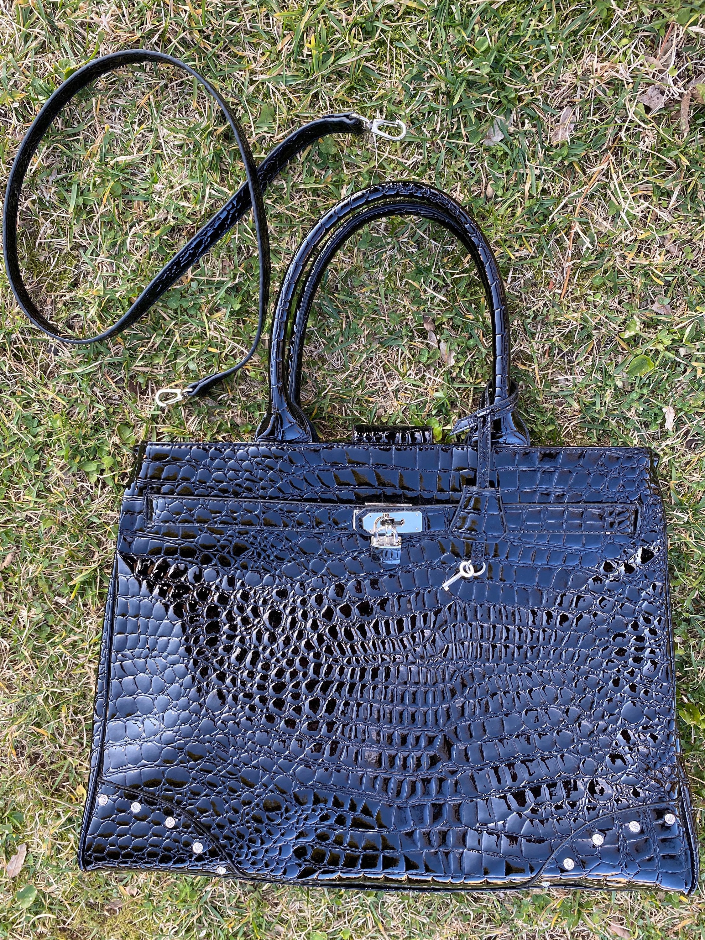 Harbor Alleged sunset Tote Bag Italy Anna Cecere Style/leather Black Bag Croco - Etsy India