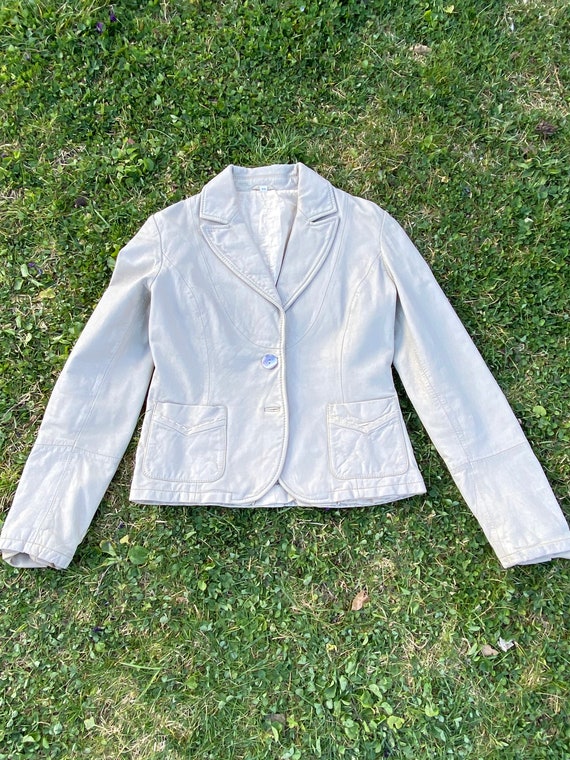 90s Vintage jacket leather/Ivory jacket leather/D… - image 5