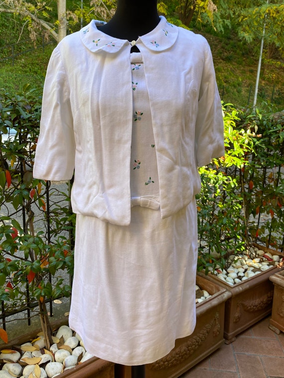 Suit/Cotton white suit/White Tailored Suit/Vintag… - image 3