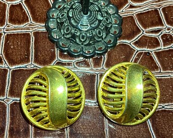 1960 Vintage earrings Trifari/Design rare earrings Trifari/Clip earrings/earrings 1960 Trifari/golden earrings/Gold earrings metall