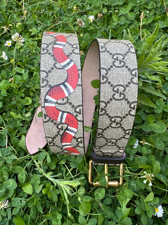 Ceinture authentique Gucci monogramme Ceinture beige marron cuir Ceinture serpent Gucci Ceinture serpent design de mode Gucci Etsy France