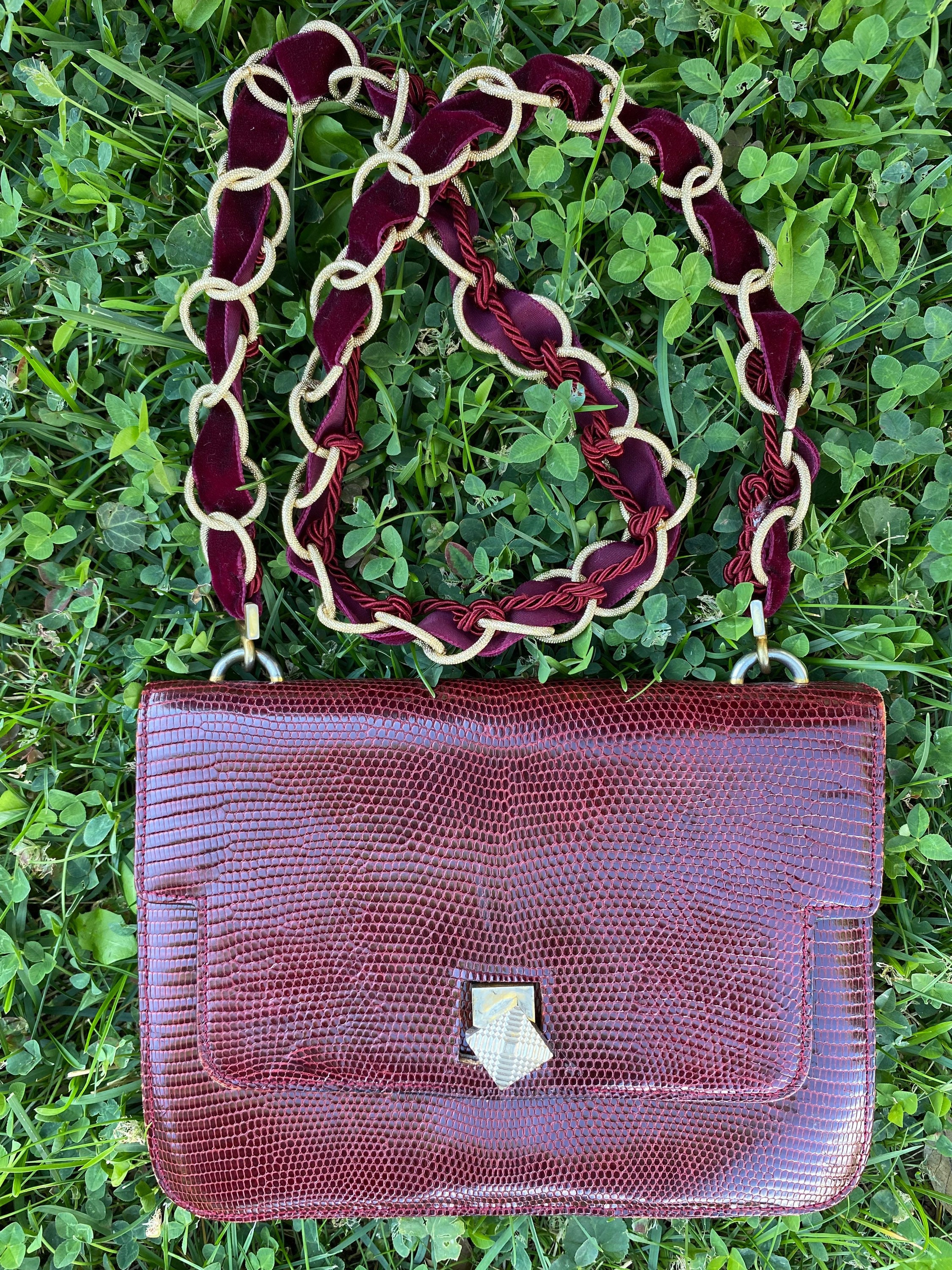 Gucci Vintage Gucci 1970s Burgundy Monogram Canvas & Leather shoulder –  Palm Beach Vintage