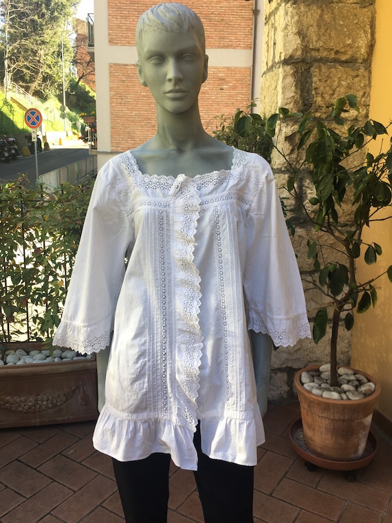 Vintage 30s blouse/SHIRT COTTON VINTAGE/Fashion wh