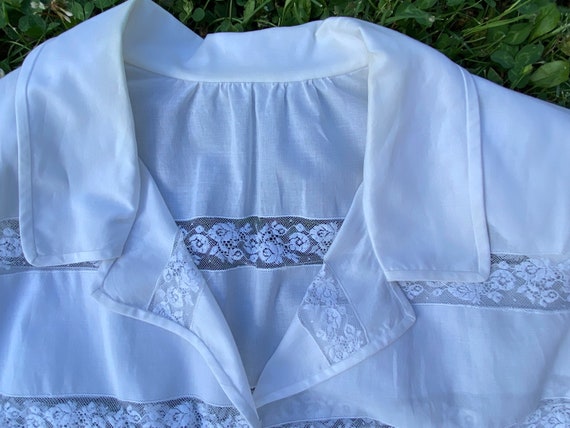 60s Vintage blouse/white shirt cotton/Embroidered… - image 5