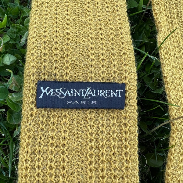 80s Luxury tie Yves Saint Laurent Paris/Mostard tie wool/Cravattino YSL/Cravattino lana vintage/Design rare wool tie YSL