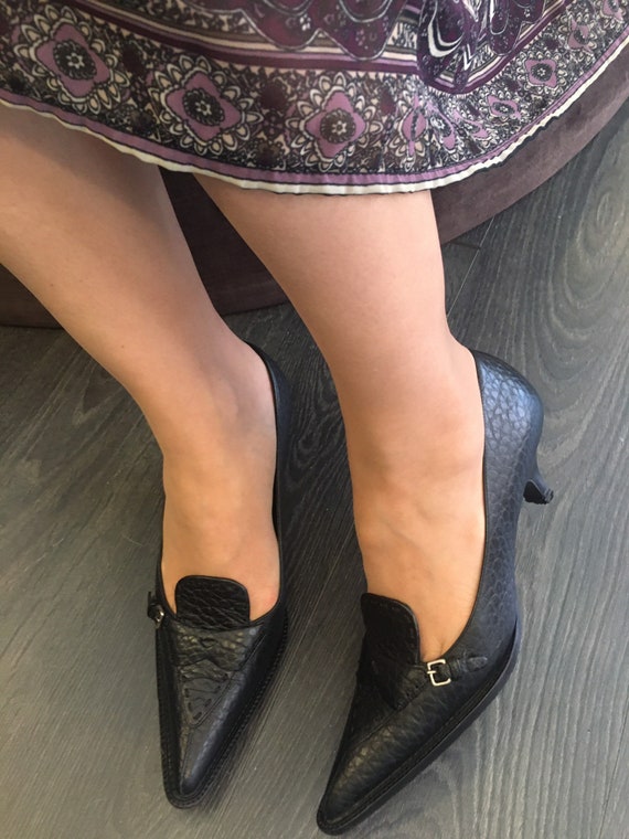 90s Vintage Decollete Prada lady Prada Style leather Shoes black Decollete Prada Italy designer Shoes Prada prada Shoes Vintage Etsy Canada