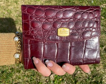 80sビンテージ Wallet Nazareno Gabrielli/ボルドー財布 レザー 