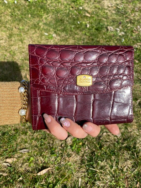 80sビンテージ Wallet Nazareno Gabrielli/ボルドー財布 レザー 