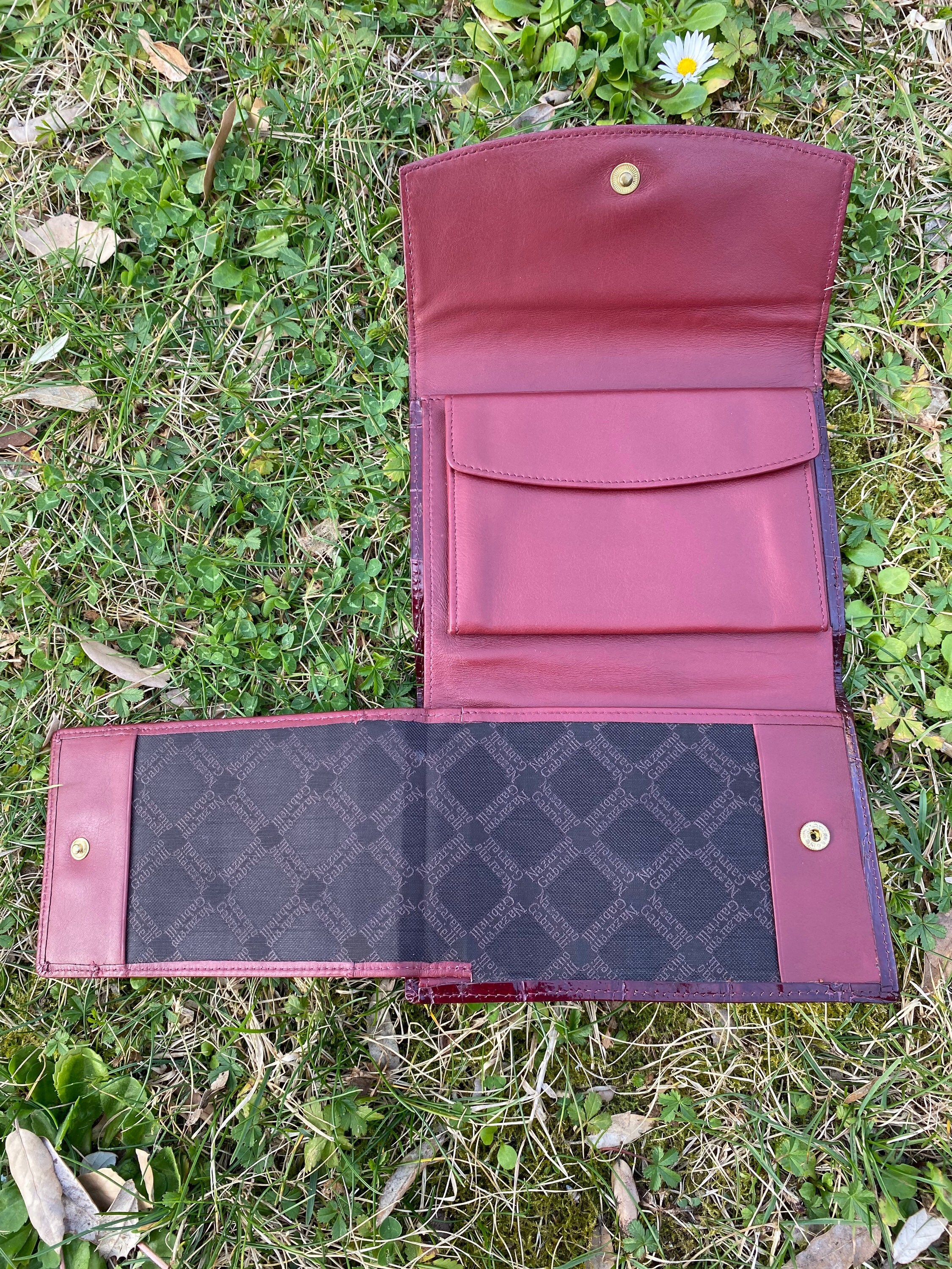 80sビンテージ Wallet Nazareno Gabrielli/ボルドー財布 レザー 