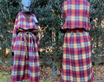 Design dress Gucci/Red yellow dress wool/Tartan dress Gucci/Gucci Design dress