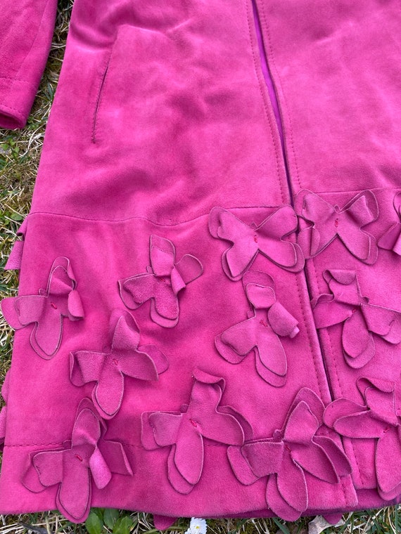 90s Vintage trench leather Monogram/Pink jacket c… - image 1