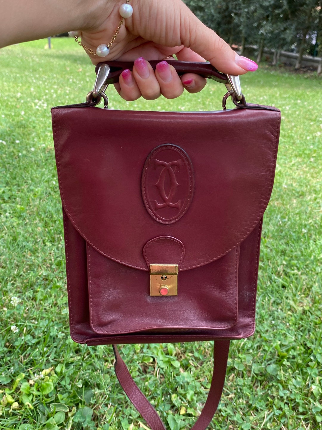 80s Cartier Crossbag Vintage/bordeaux Leather Bag Cartier/cartier Vintage Shoulder Bag/rare