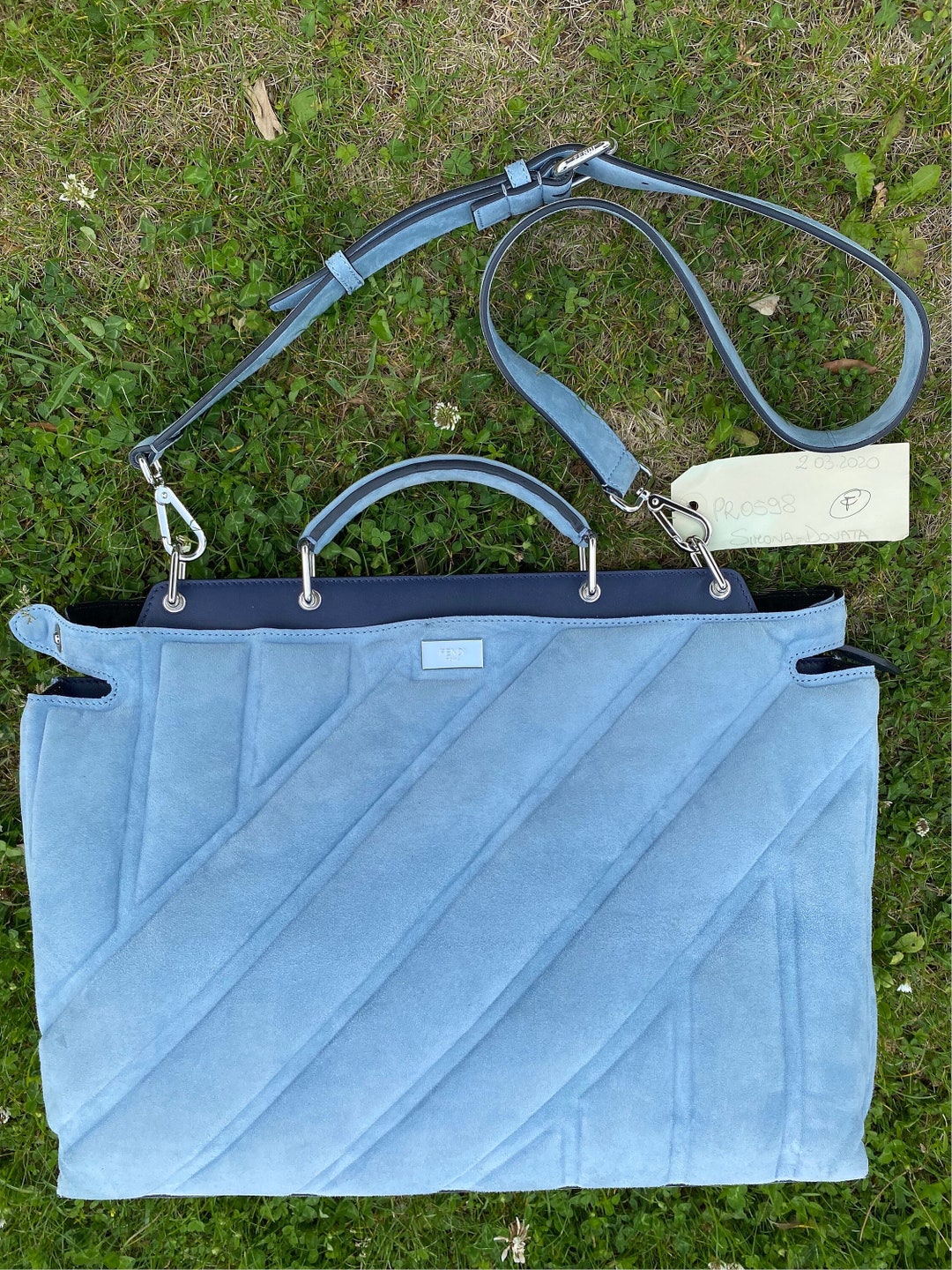 Fendi Peekaboo Authentic Bag/fendi Blue Leather Bag/fendi Tote Bag