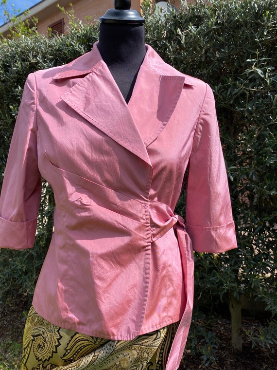 90s Vintage jacket Max Mara/Pink jacket silk/Max … - image 2