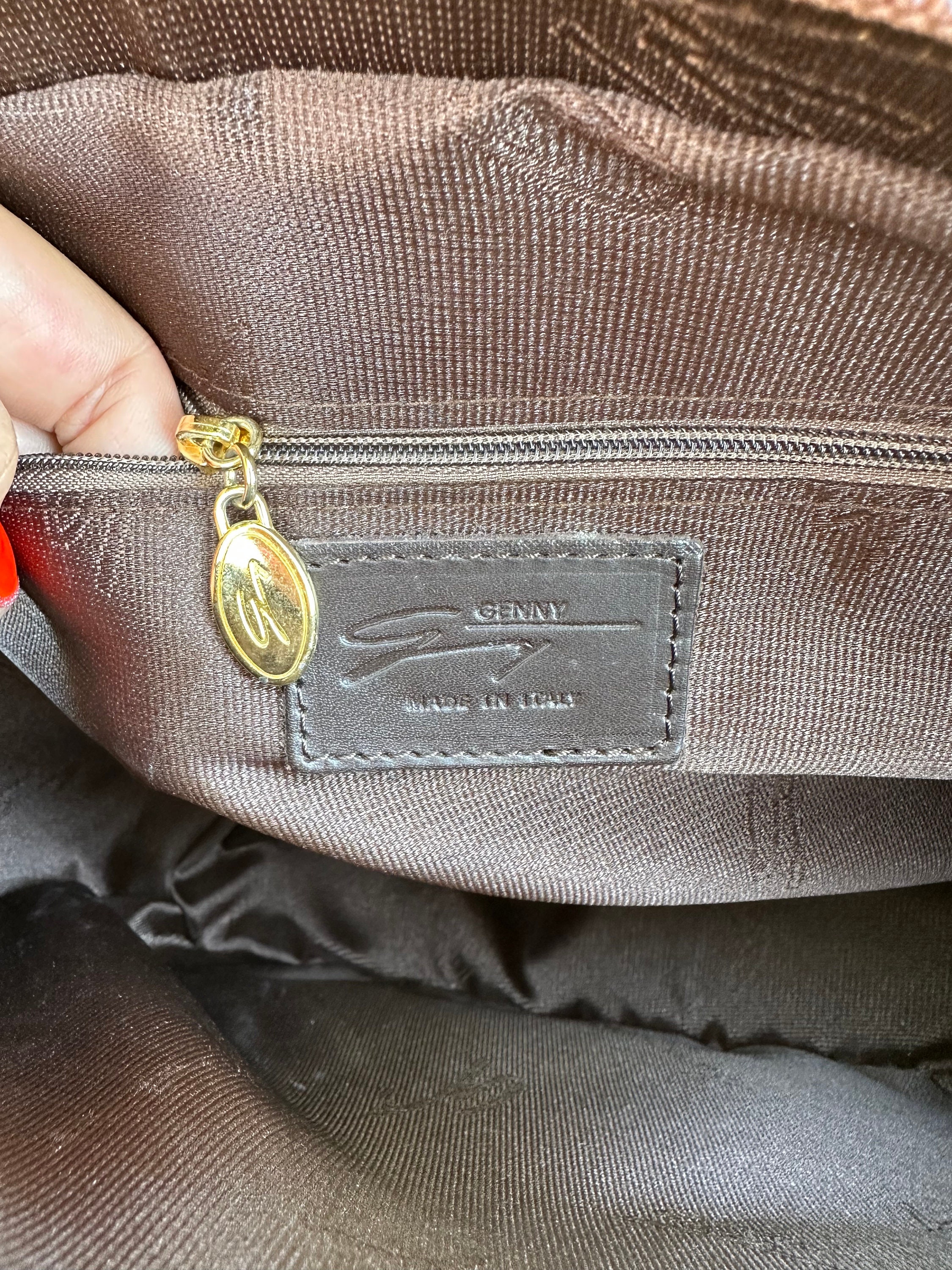 80s Vintage Design Bag Genny by Versace/brown Bag Leather