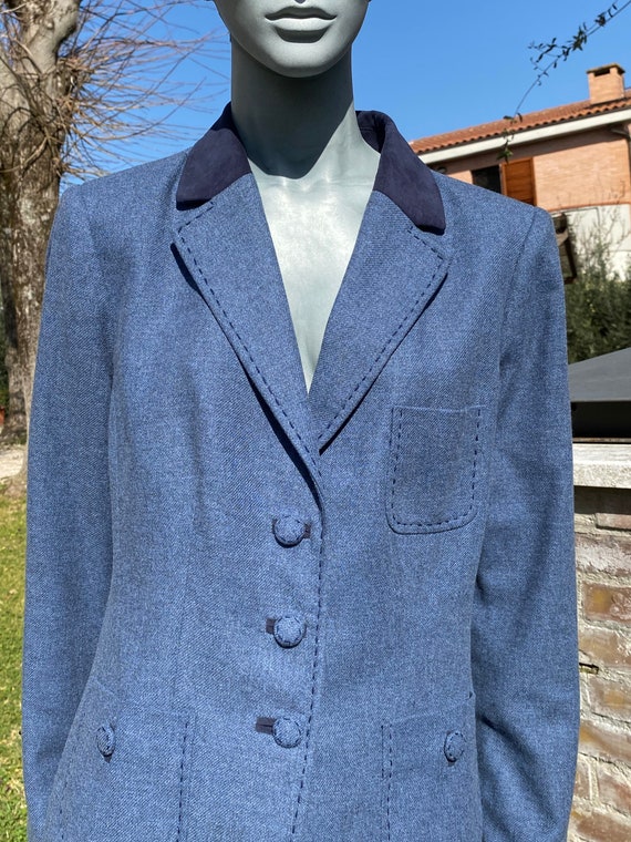 Louis Feraud Vintage 100% Wool Blazer Sz 6 Womens Gray Tweed Jacket Classy  Chic
