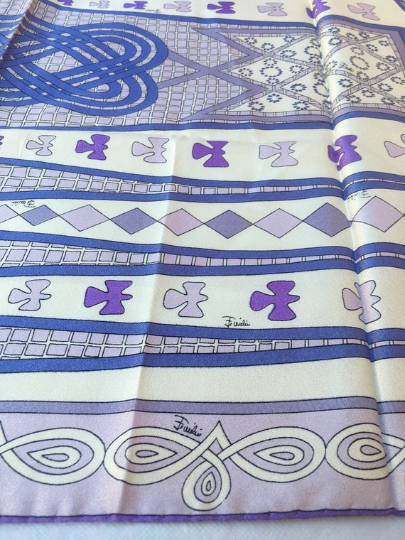 Vintage 70s FOULARD EMILIO PUCCI/White-purple scar