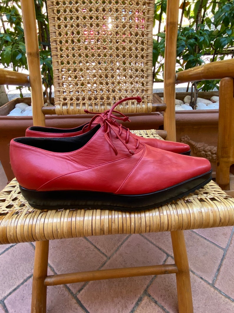 80s Vintage design shoes BaldininiRed style shoes Italy fashionBaldinini vintage red shoesDesign original shoes Oxford
