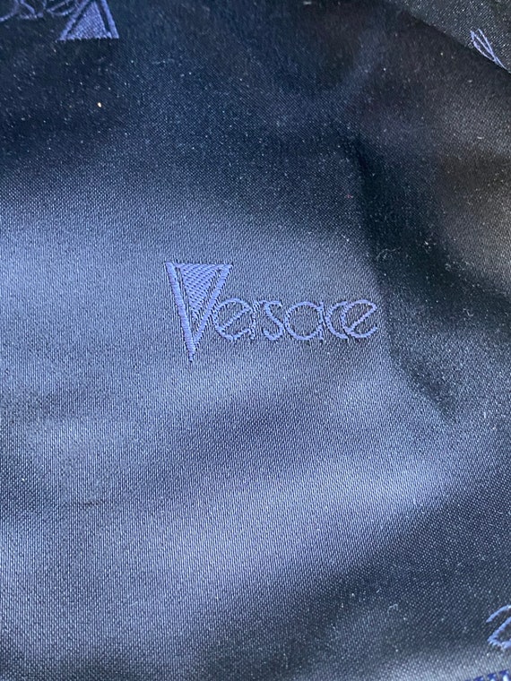 80s Vintage Pouch Gianni Versace/Blue nylon clutc… - image 8