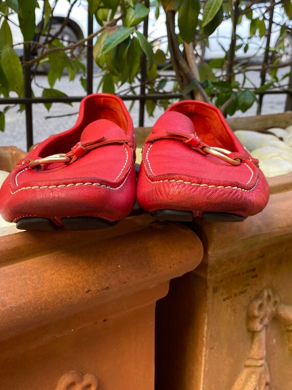 90s Vintage Moccasins Prada red Moccasins Leather Prada style