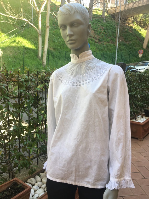 30s blouse vintage/SHIRT COTTON VINTAGE/ White vin