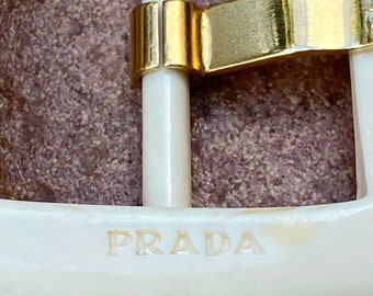 80s Prada buckle belt/Ivory buckle belt Prada/Design buckle Prada/Buckle Prada/Lucite buckle belt Prada