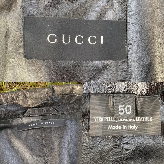 90s Vintage Luxury jacket Gucci/Black jacket leat… - image 9