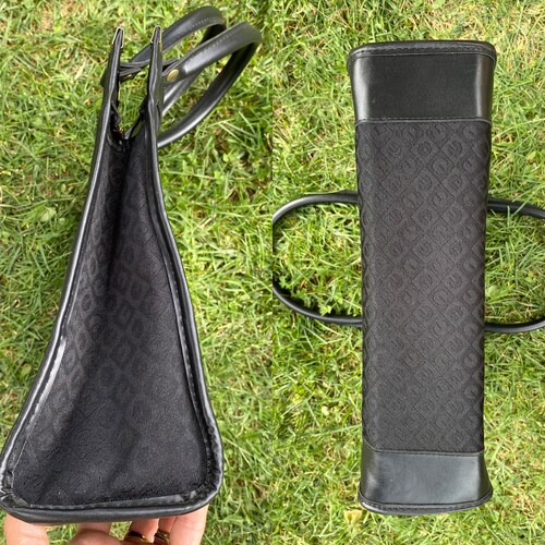 70s vintage Bag Gherardini/Black canvas bag/Vintage shops bag Gherardini/Hand bag Italy Design Gherardini