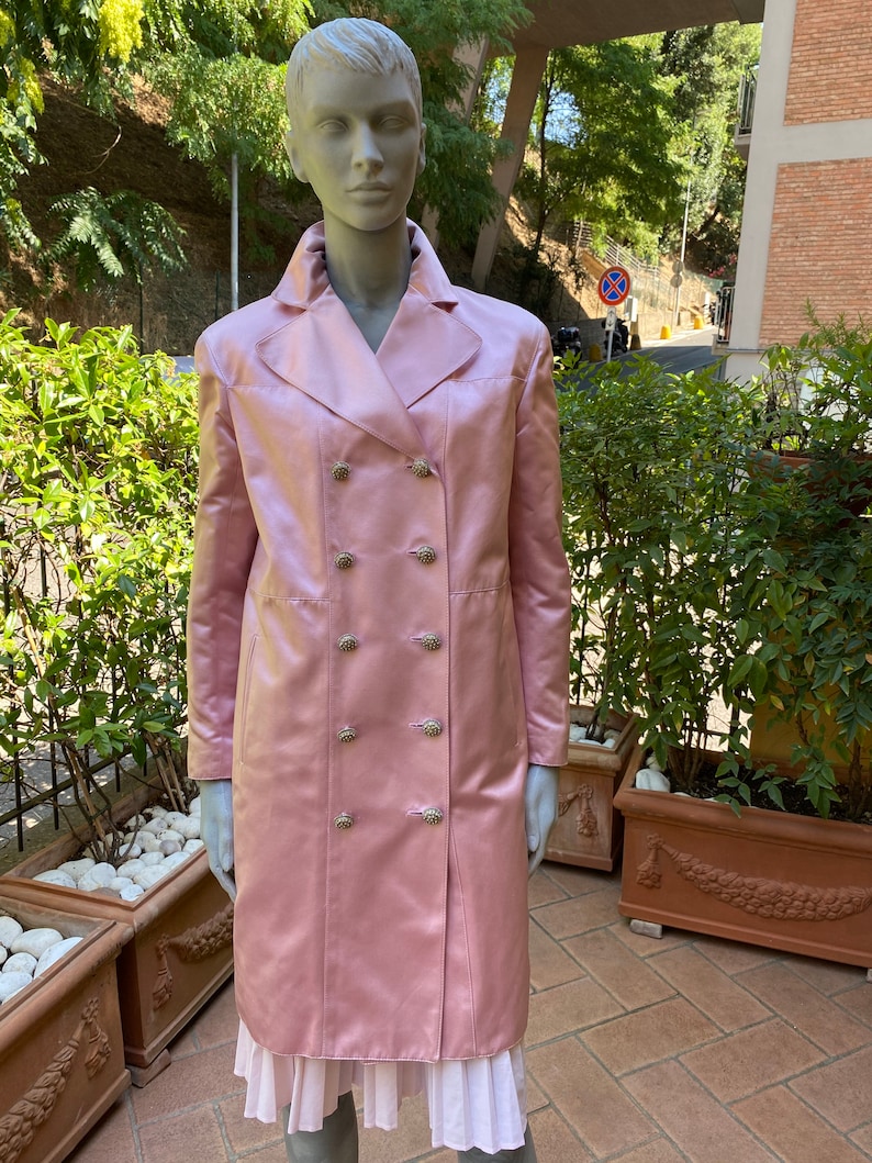 80s Vintage trench coat Valentino Boutique/Design Luxury trench silk Valentino/Pink trench coat Valentino/Ceremony cardigan/Elegant blazer Valentino image 2