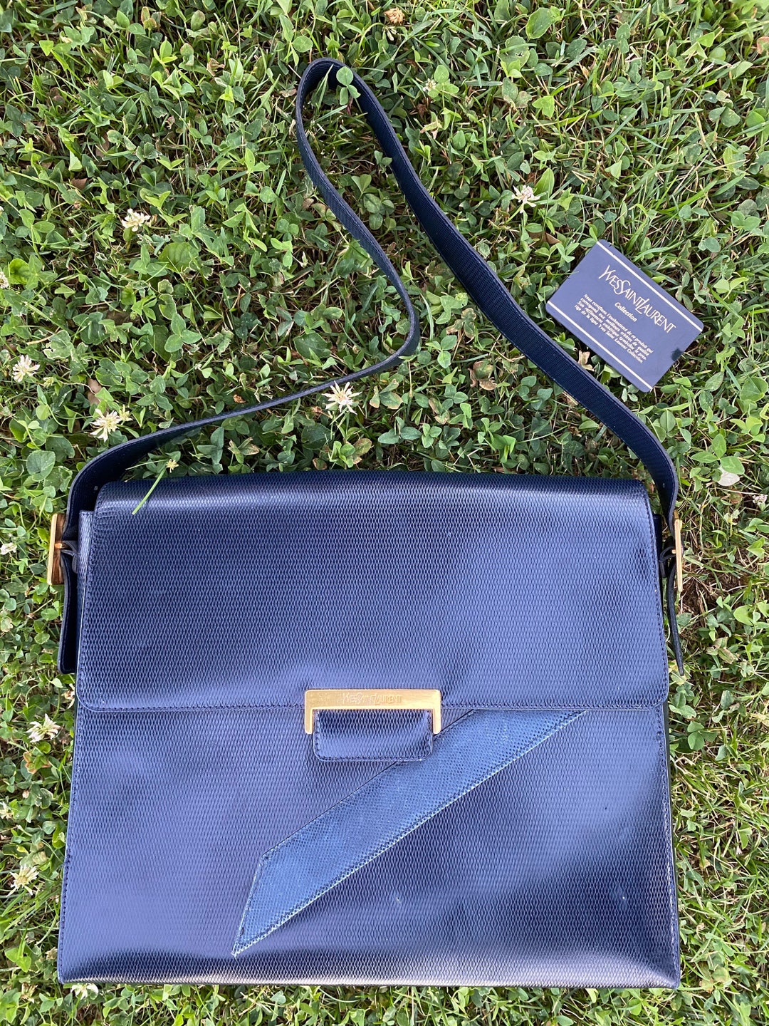 90s Vintage Messenger Bag Yves Saint Laurent Collection blue Bag Leather rare YSL Bag ysl Shoulder Bag shoulder Bag Yves Saint Laurent Etsy