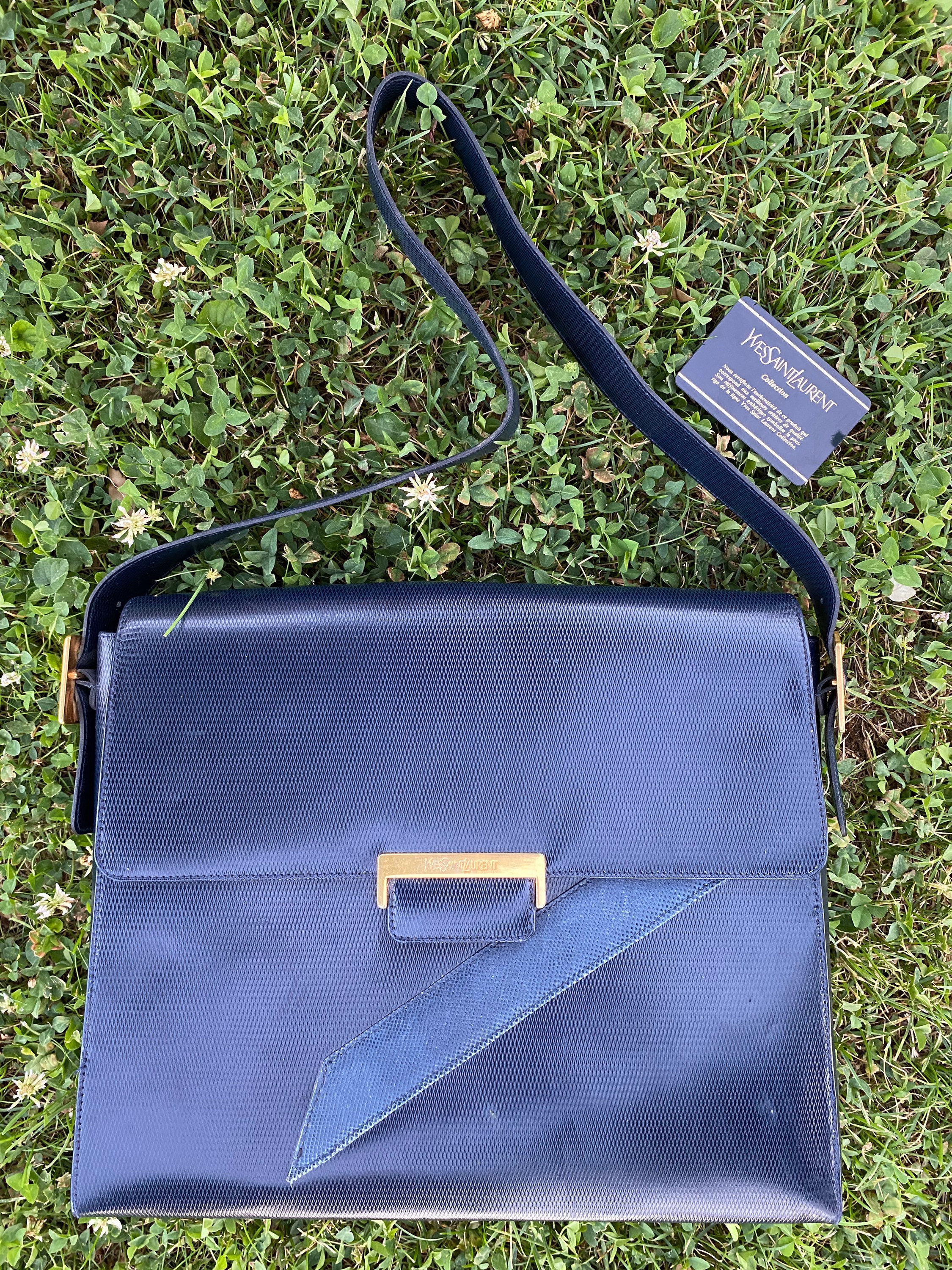 Yves Saint Laurent Vintage - Monogram Cabas Leather Satchel - Blue