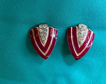 60s Vintage earrings V artisan Florence/Vintage earrings 60s/Fashion earrings V vintage/Red earrings 60s