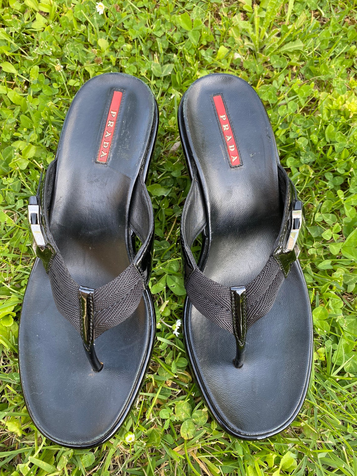 prada leather flip flops