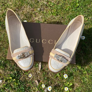 90s Authentic shoes Gucci/Ivory shoes leather/Ballerinas Gucci/Fashion ballerina shoes Gucci/Decolleté Gucci image 3