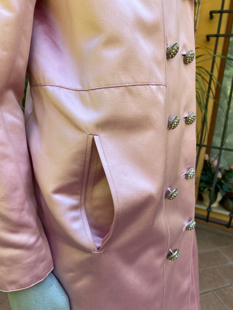 80s Vintage trench coat Valentino Boutique/Design Luxury trench silk Valentino/Pink trench coat Valentino/Ceremony cardigan/Elegant blazer Valentino image 6
