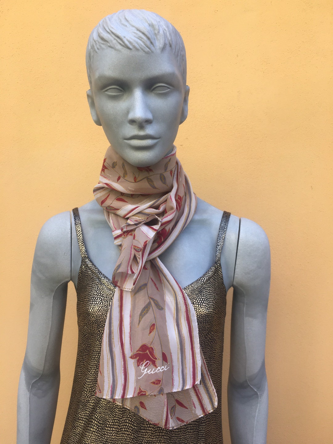 80s Vintage Scarf Gucci/silk Scarf Gucci/ Designer Scarf Gucci/ Silk