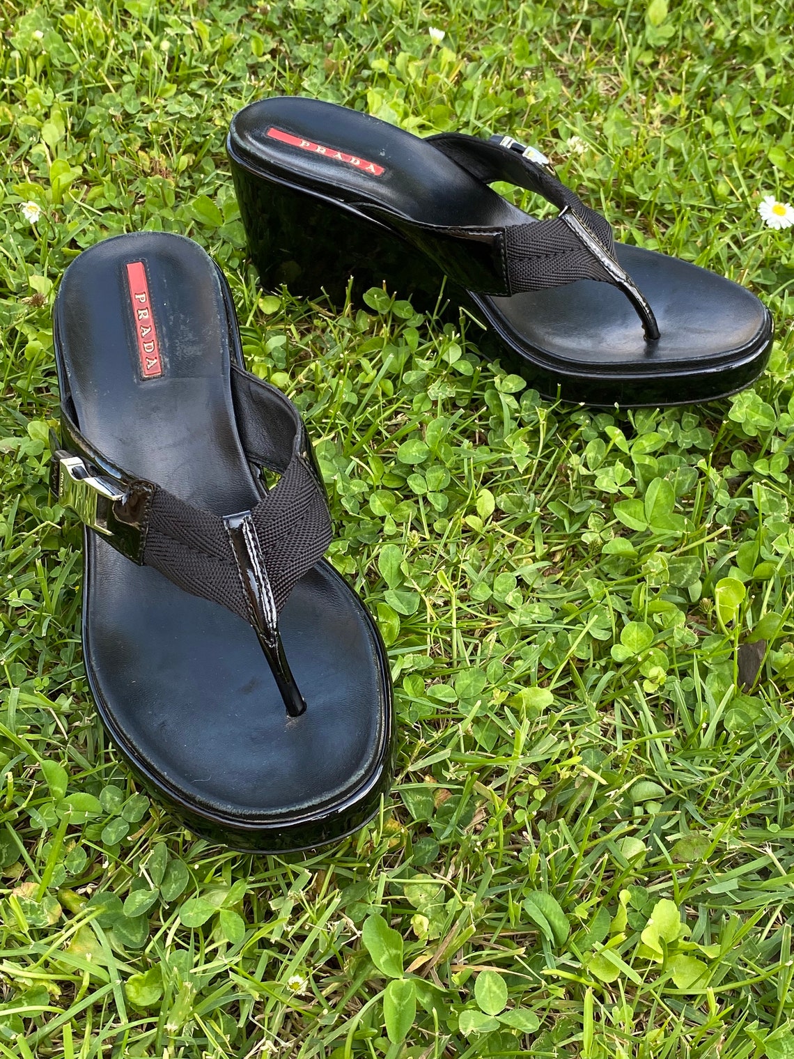 prada leather flip flops