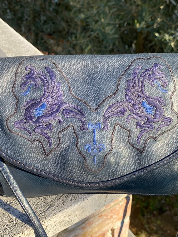 Jaren '90 Crossbag vintage Piero Guidi / Lederen blauwe | Etsy België