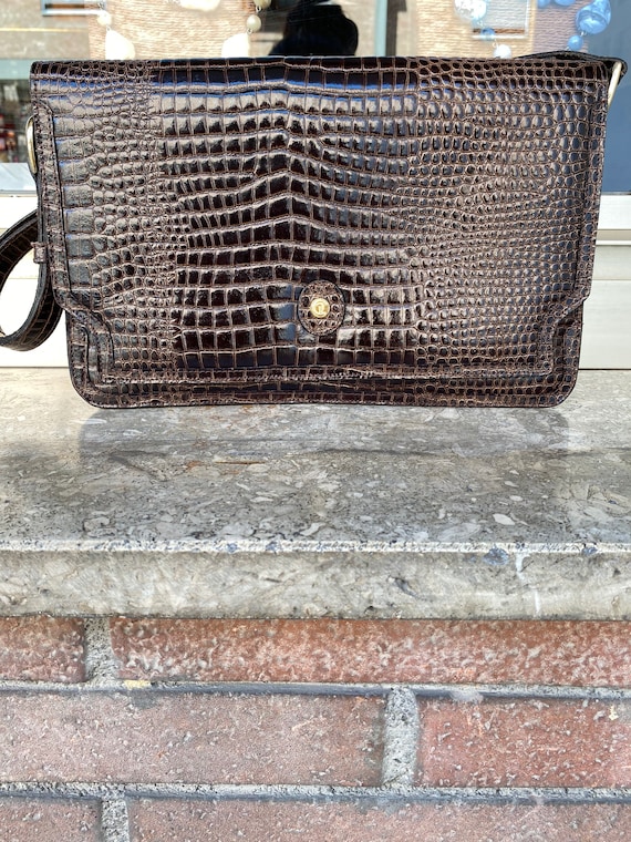 80s Vintage bag Orchidea/Brown Pochette leather/L… - image 3