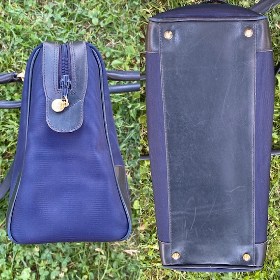 80s Authentic vintage Celine satchel bag/Blue bag… - image 5