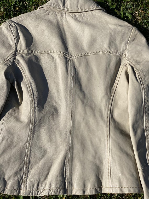 90s Vintage jacket leather/Ivory jacket leather/D… - image 2