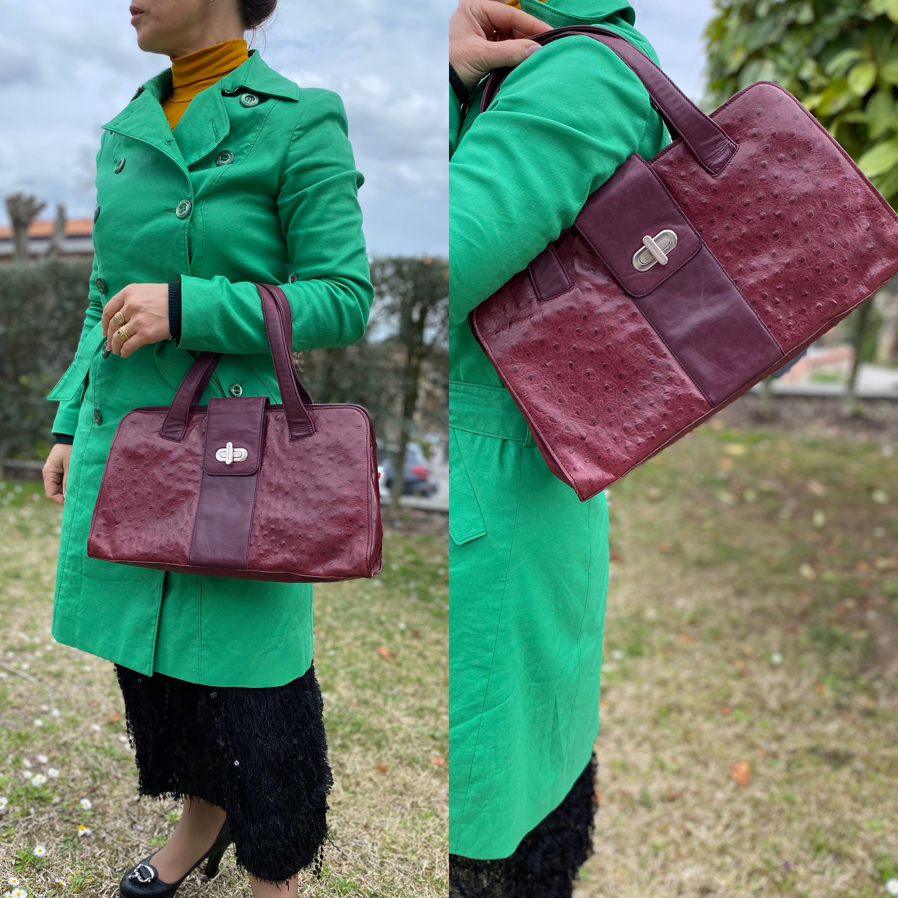 LAURA PELLATIオーストリッチ ショルダーバッグ お財布バッグ オーストリッチ ショルダーバッグ お財布バッグ LAURA PELLATI