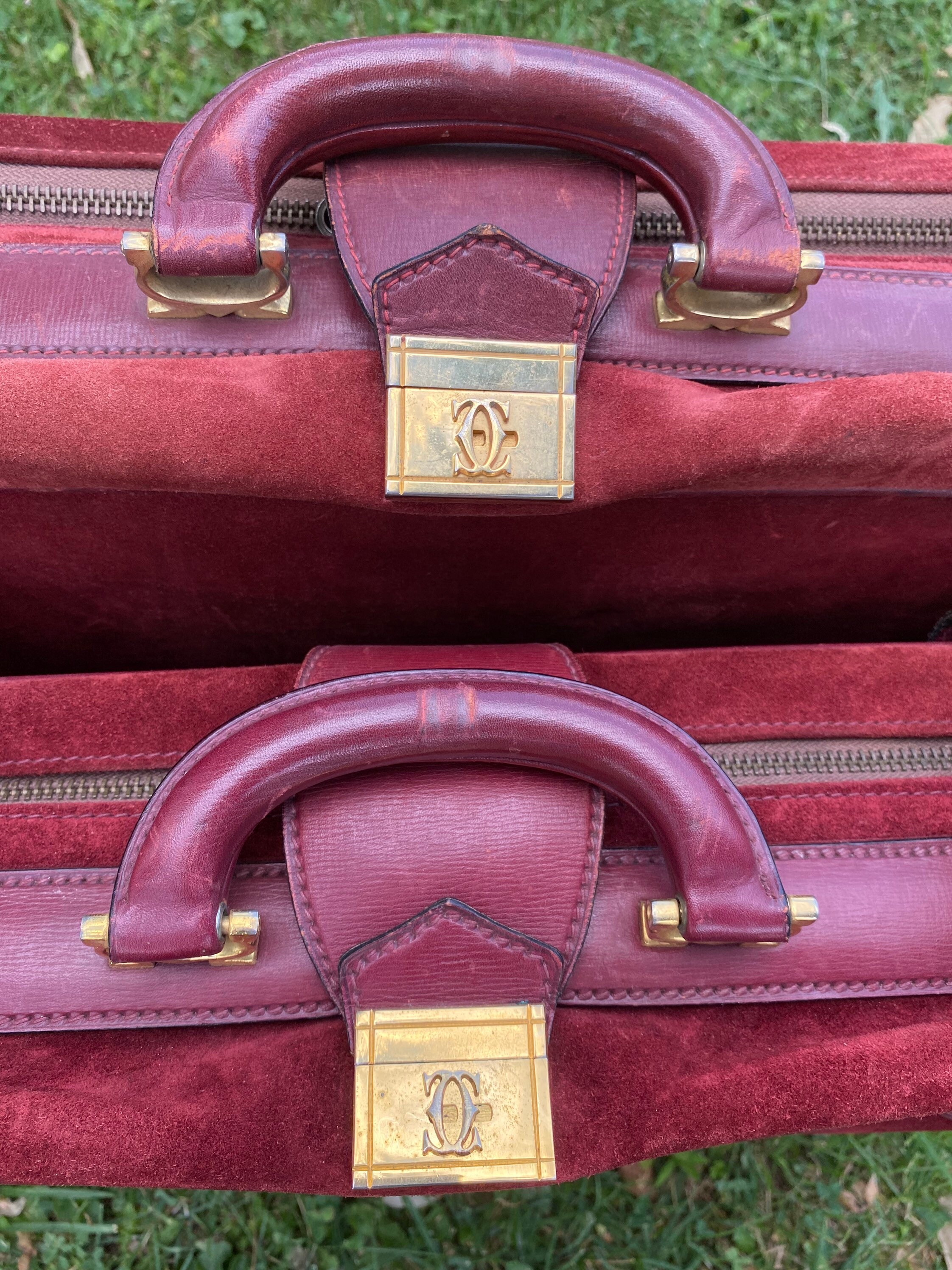 70s Vintage Authentic Set Travel Bag Cartier cartier Suitcase