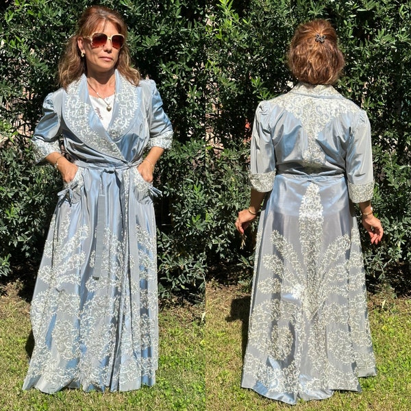 Robe de chambre maison vintage des années 60/Robe de chambre mariage/Robe de chambre bleu clair de la maison/pardessus vintage/Chemise de nuit/